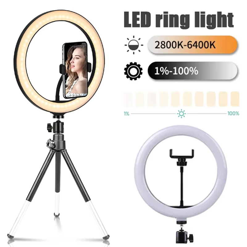 Photography Lighting Tent - 10-дюймовая кольцевая лампа для селфи, светодиодная